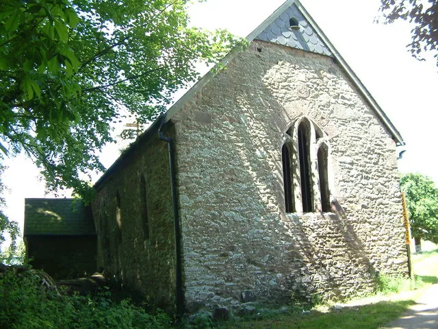 Former chapel of St Martin, Broadnymett, North Tawton, Devon, seen from the east. The chapel existed by 1332, when its first rector was Walter de Battecombe sponsored by Adam de Brodenymet. The chapel was used until 1839 when the parishes of Nymet Tracey and Broadnymet were merged. Modern maps show the spelling as Broadnymett.