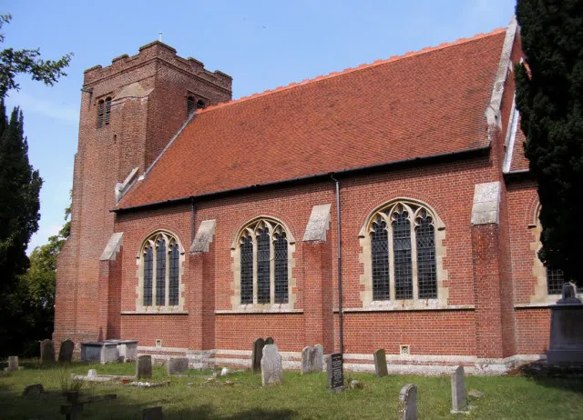 Nave and west tower of St Andrew's parish church, Weeley, Essex, seen from the southeast