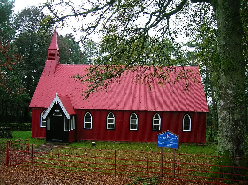 The Liverpool maunfactured corrugated iron Dalswinton Barony Church, Dumfries &amp; Galloway, Scotland.