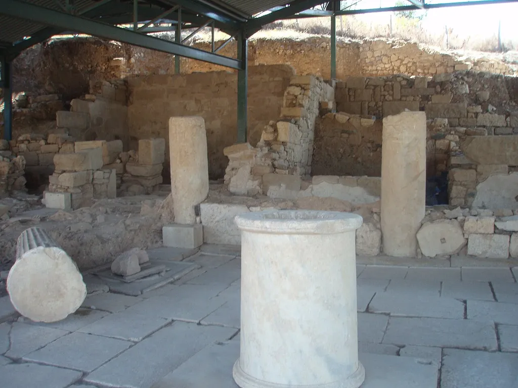 Ancient house of Akanthos city, exacavated in Ierissos village, Stagira-Akanthos municipality, Chalkidiki prefecture, Greece.