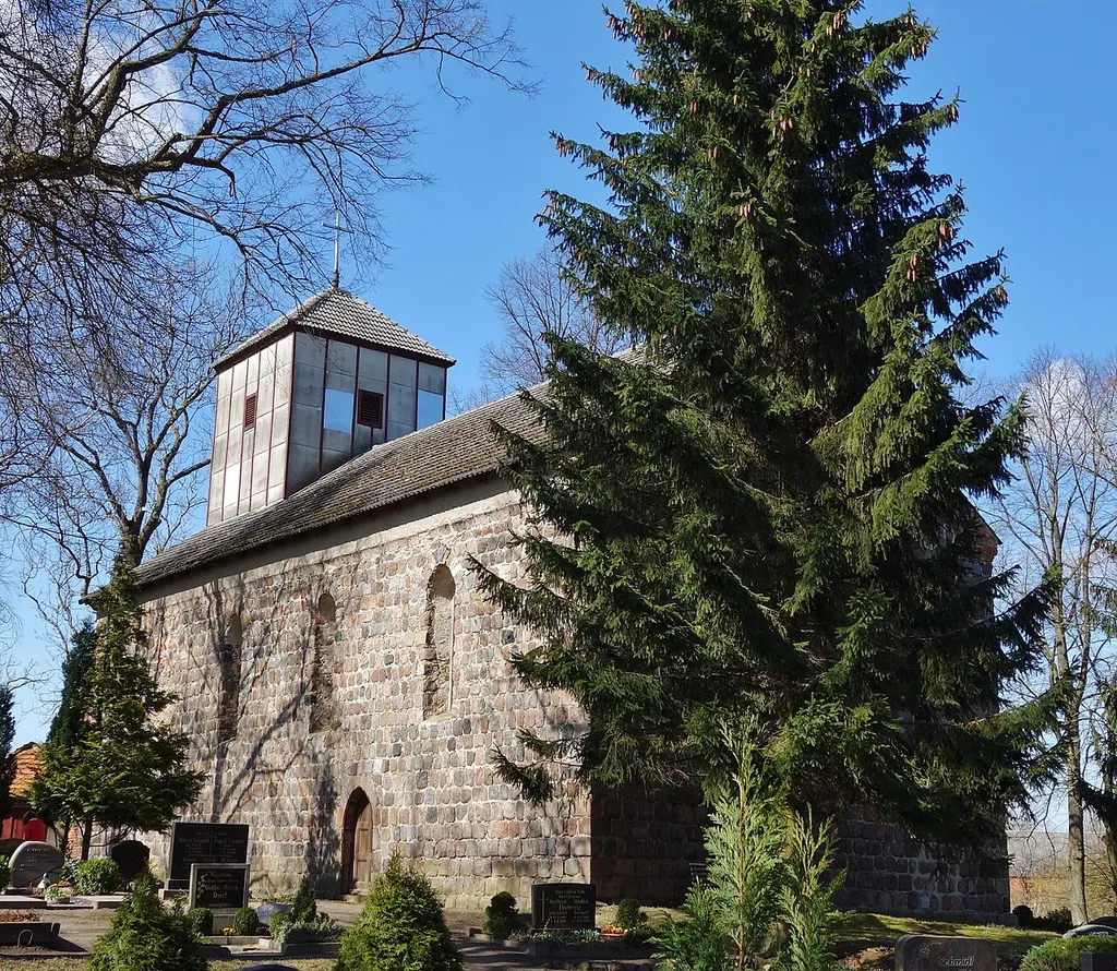 South-eastern view of the church in Damme , Grünow municipality , Uckermark district, Brandenburg state, Germany