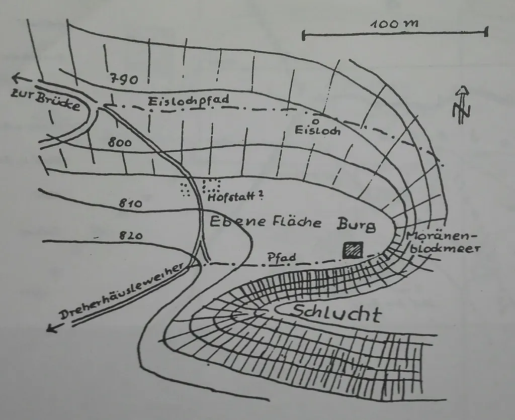 Quelle Hein Voellner, Die Burgen und Schlösser zwischen Wutachschlucht und Hochrhein, Waldshut 1975 Darstellung der Lage der Tombrugg