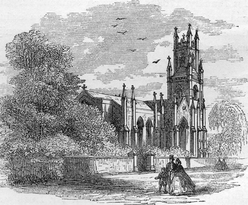 Engraving of St Stephen's Church, Bath