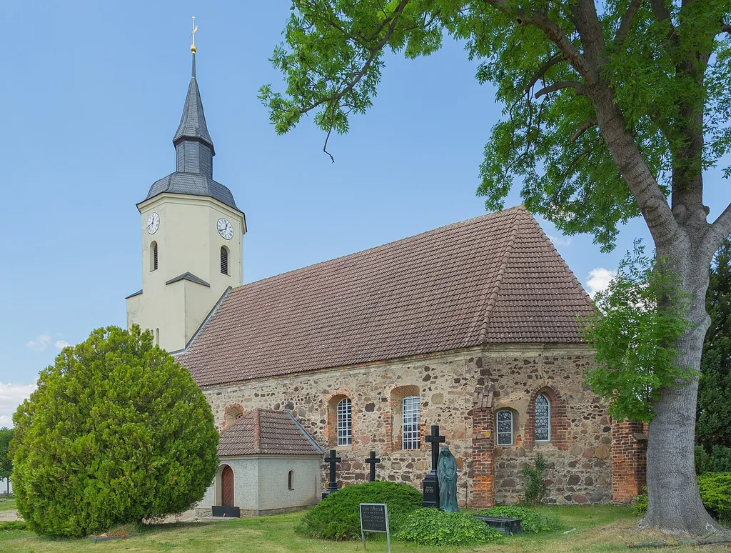 The Protestant village church of Cahnsdorf, a city district of Luckau, Landkreis Dahme-Spreewald, Brandenburg, Germany.