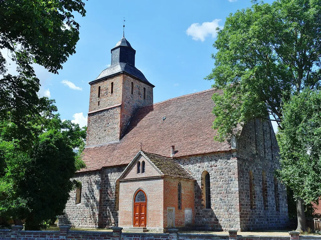 South-south-eastern view of the church in Schönermark , Nordwestuckermark municipality , Uckermark district, Brandenburg state, Germany.