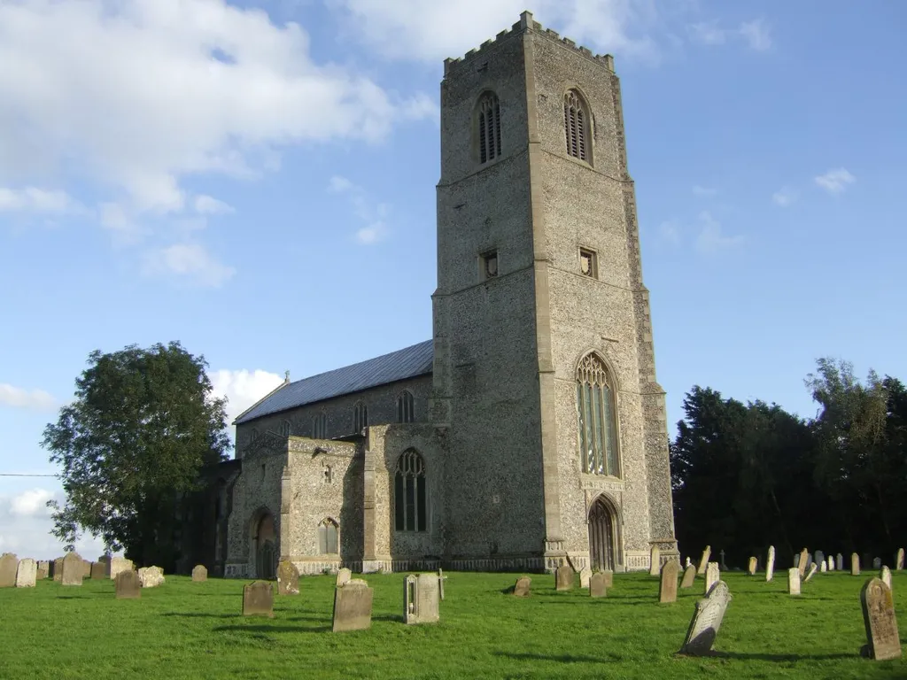 Parish church of SS Peter and Paul, Carbrooke, Norfolk, seen from west-northwest