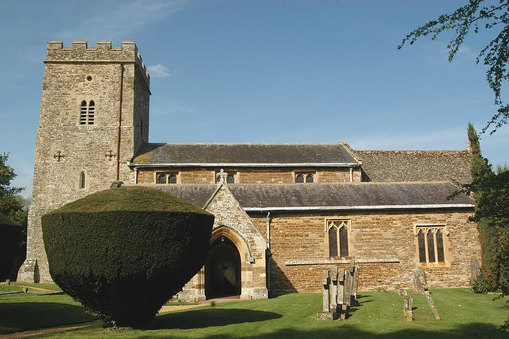 Church of England parish church of St Leonard &amp; St James, Rousham, Oxfordshire, viewed from the south