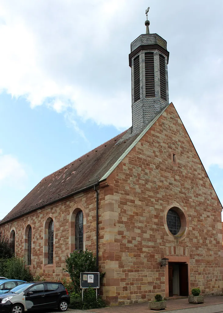 Die evangelische Kirche in Mittelbach-Hengstbach, einem Stadtteil von Zweibrücken, Rheinland-Pfalz