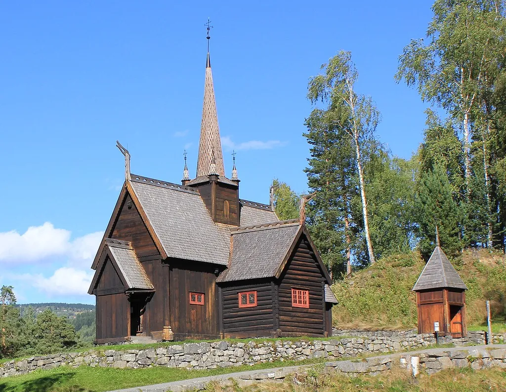 The stave church (Garmo stave church) at Maihaugen country museum, Lillehammer, Norway.