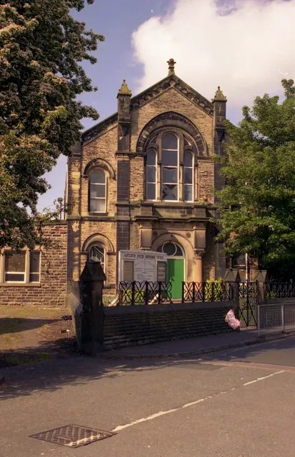 United Reformed Church, Heywood Road, Castleton, Rochdale, Greater Manchester, seen from the northeast. Built in 1866 as a Congreagaional chapel.