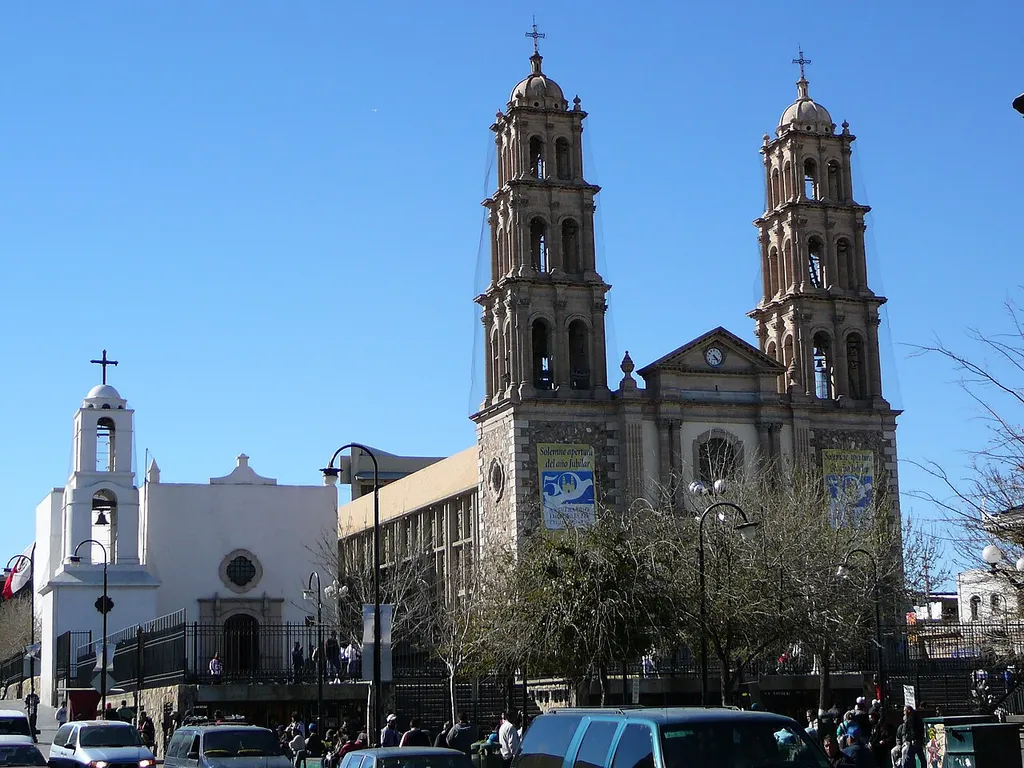 Cathedral and mission Nuestra Señora de Guadalupe in the city downtown of Ciudad Juárez, Chihuahua, México