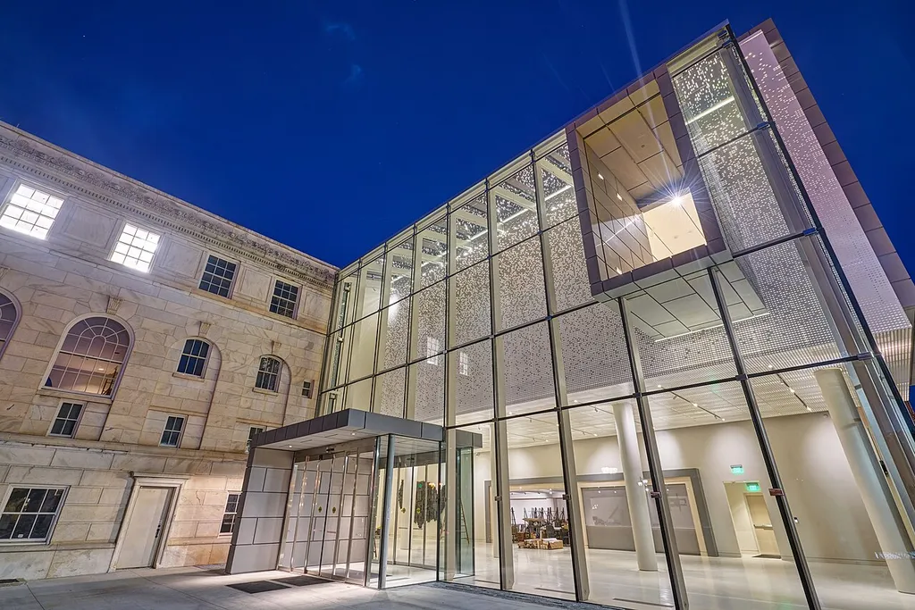 The newly renovated Asheville Art Museum at night