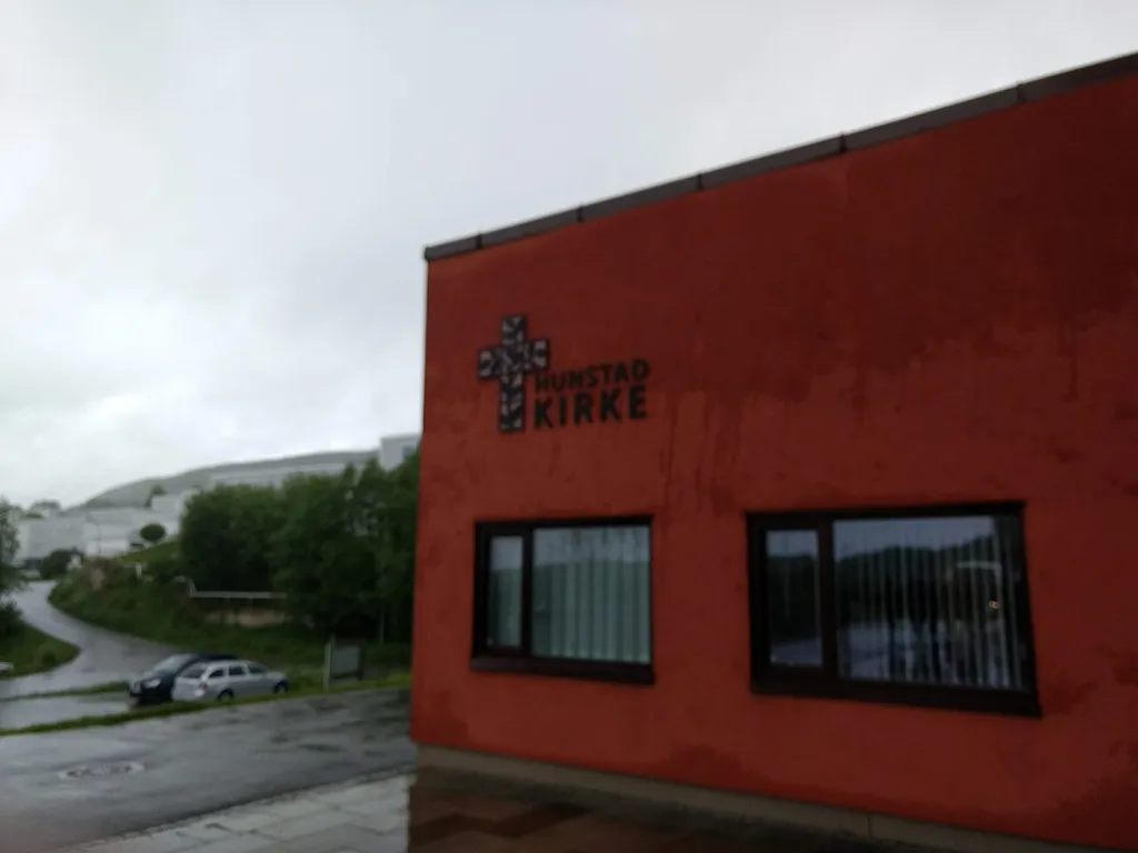 At entrance to Hunstad church, Bodø