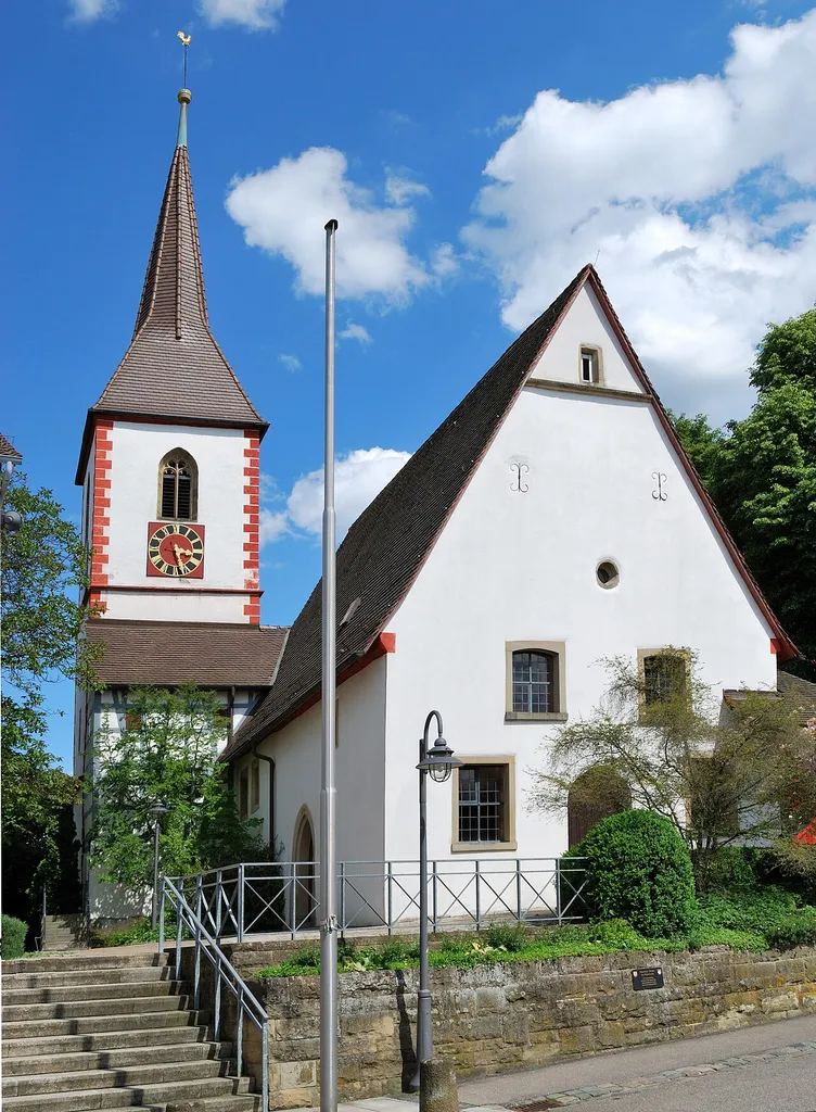 St. Mauritius church, evangelical parish church in Schöckingen, Baden-Württemberg, Germany.