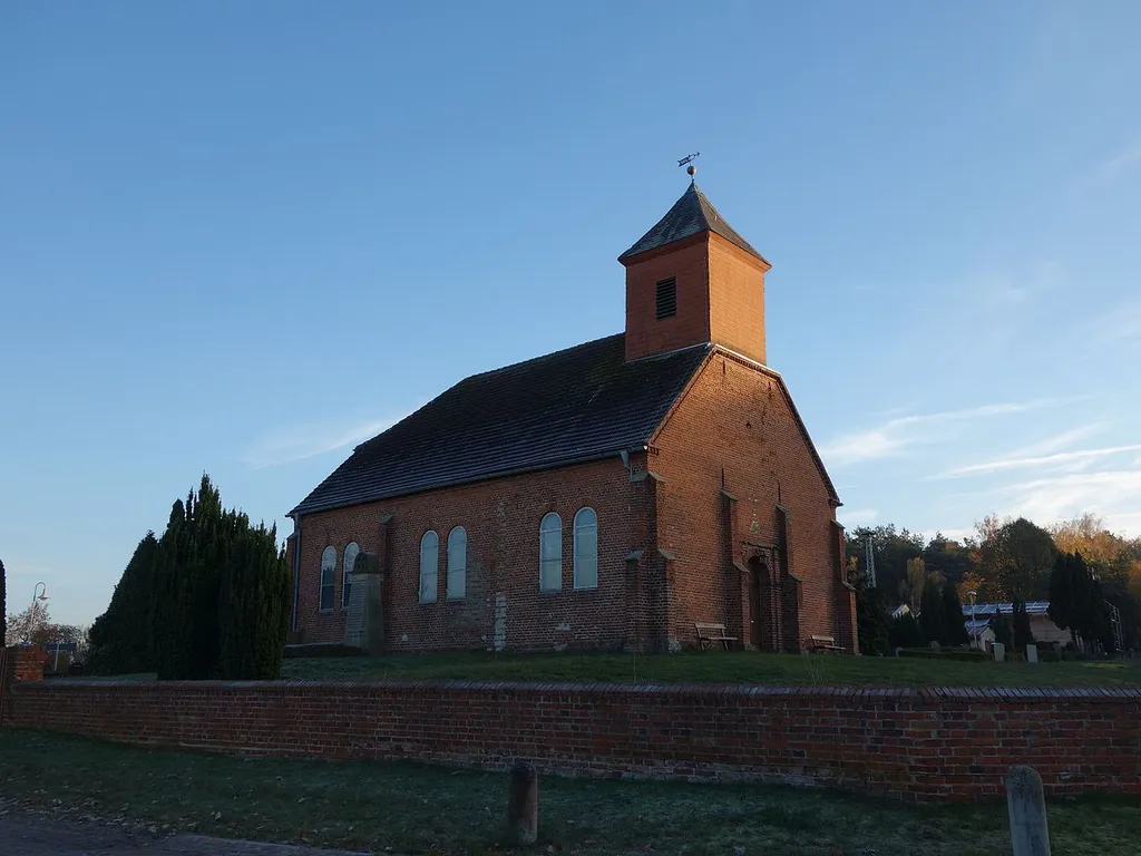North-western view of church in Grütz, Rathenow municipality, Havelland district, Brandenburg state, Germany
