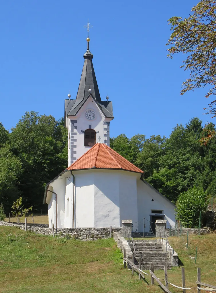 Our Lady of the Snows Church in Velike Pece, Municipality of Ivančna Gorica, Slovenia