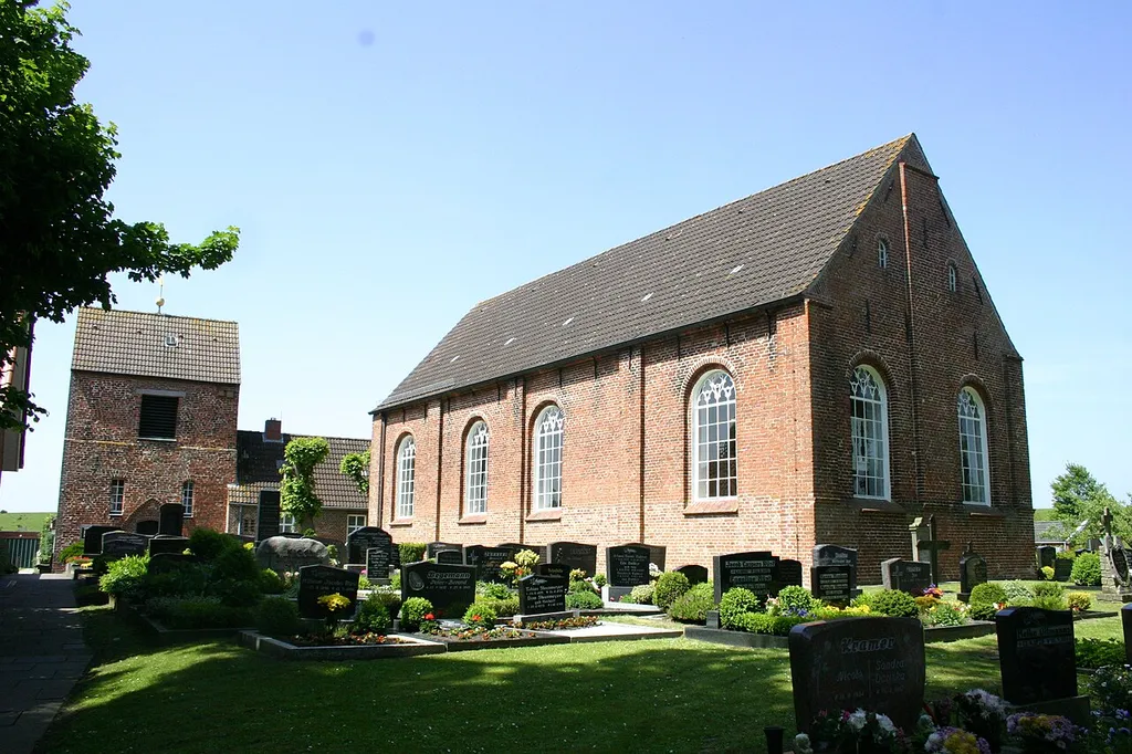 Historic church in Pogum, district of Leer, East Frisia, Germany