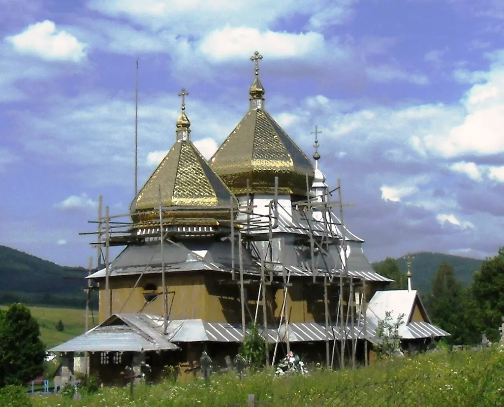 Church of St. Michael (Smozhe, Skole Raion) 1874 (wood). (during renovation)