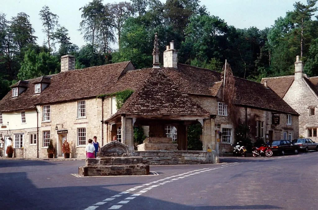 View north along The Street; taken 1998, scanned at 600 dpi 2019.