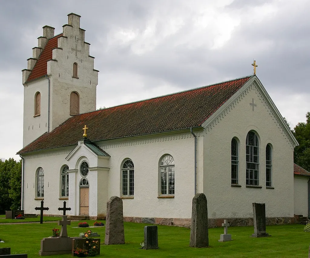 Trävattna kyrka (Swedish:Church of Trävattna) in Västergötland, Sweden.