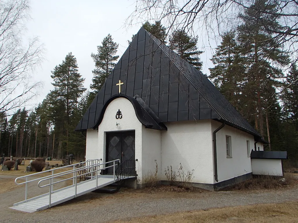 The church building of "Alby kyrka" at Albyvägen 48, Alby, in Ånge Municipality, viewed from southeast