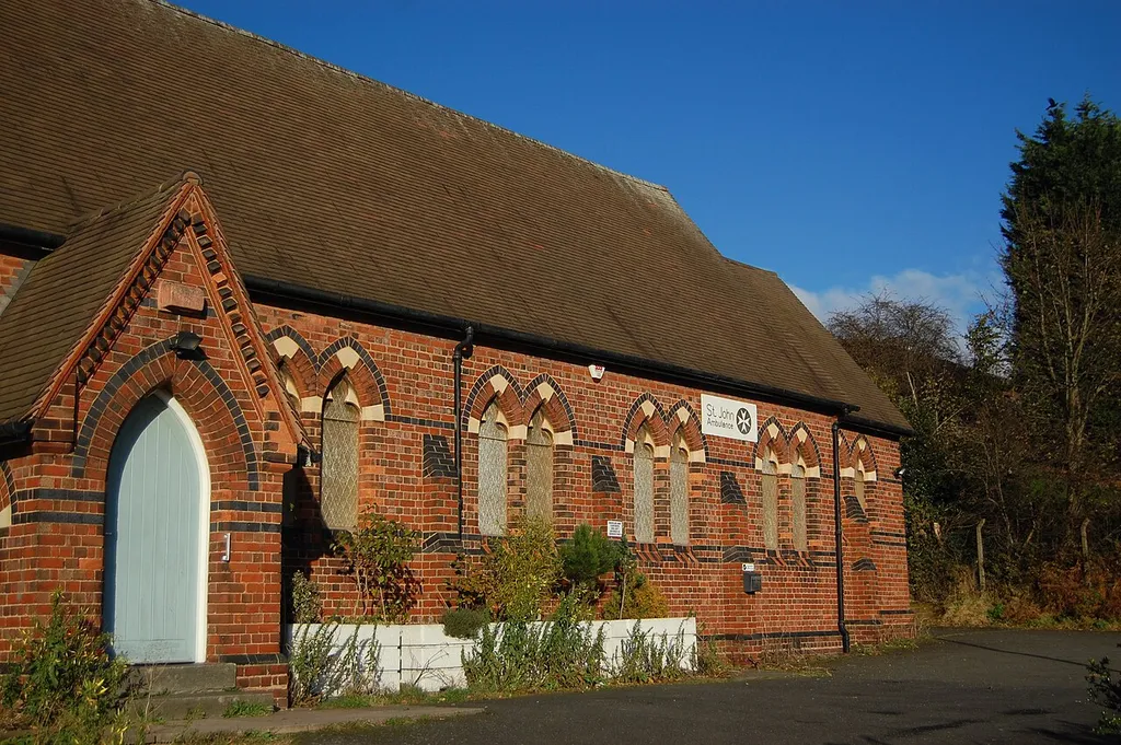 All Saints Centre, formerly All Saints Church [1], Shady Lane, Great Barr, Birmingham, England, seen from the south. Demolished circa 2014 to make way for the Oaks Medical Centre's car park.