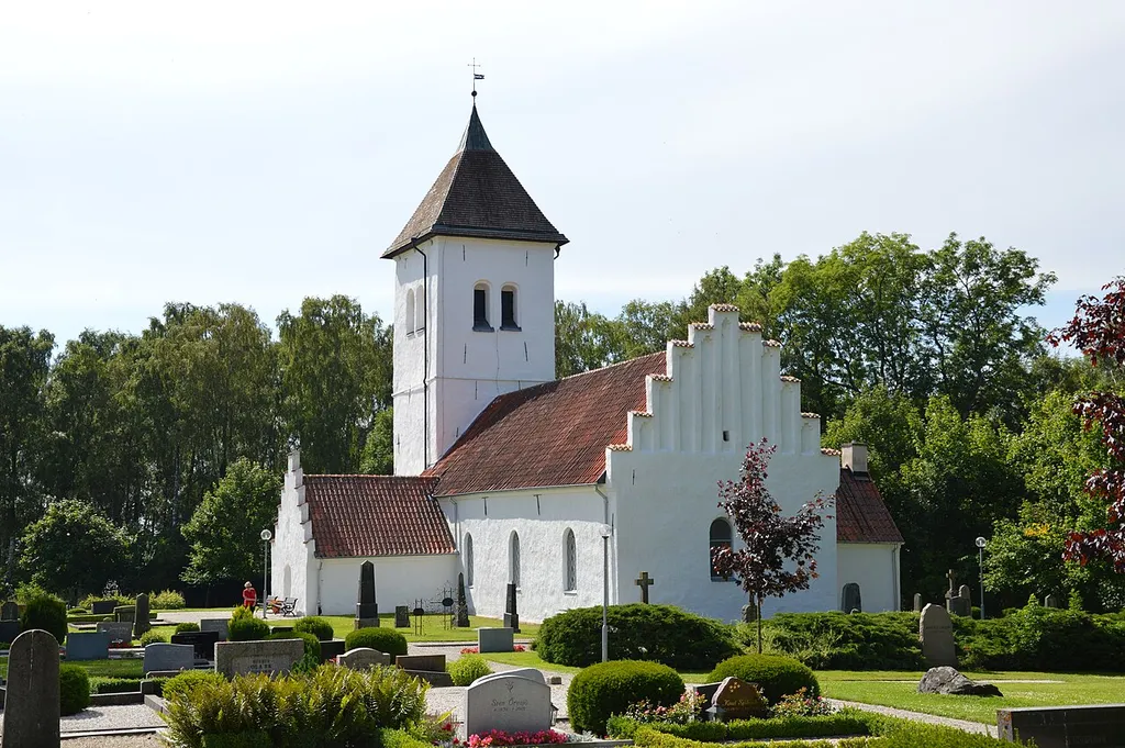 The church in Skarhult, Eslöv, Sweden. This is a photo of a protected building in Sweden, number 21300000006489 in the RAÄ buildings database.