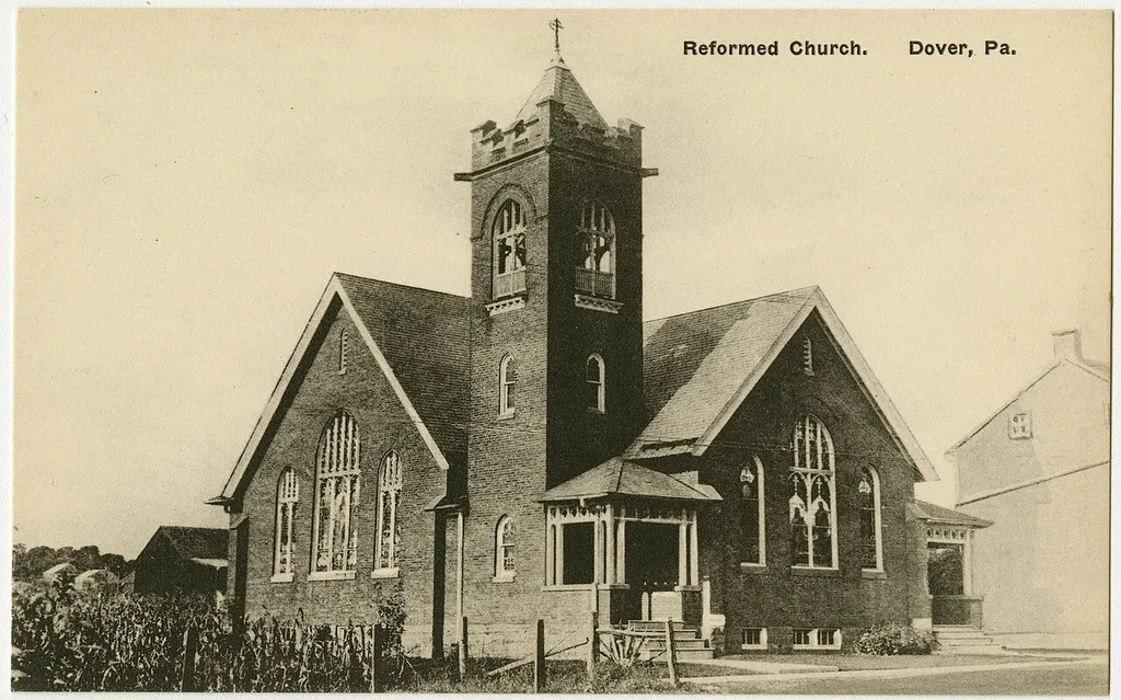 Reformed church in Dover, Pennsylvania from a pre-1923 postcard From RG 428, Postcard Collection, Presbyterian Historical Society, Philadelphia, Pennsylvania.