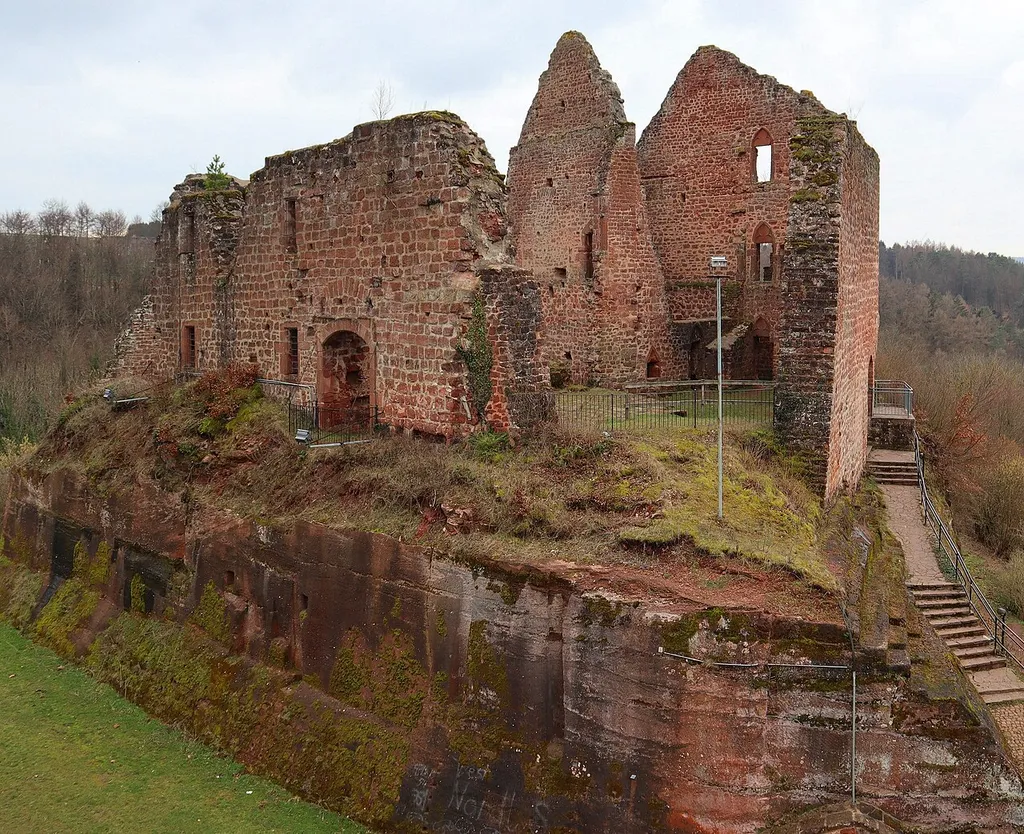 Ruin of Freudenburg castle in Freudenburg, Rhineland-Palatinate, northeast view.