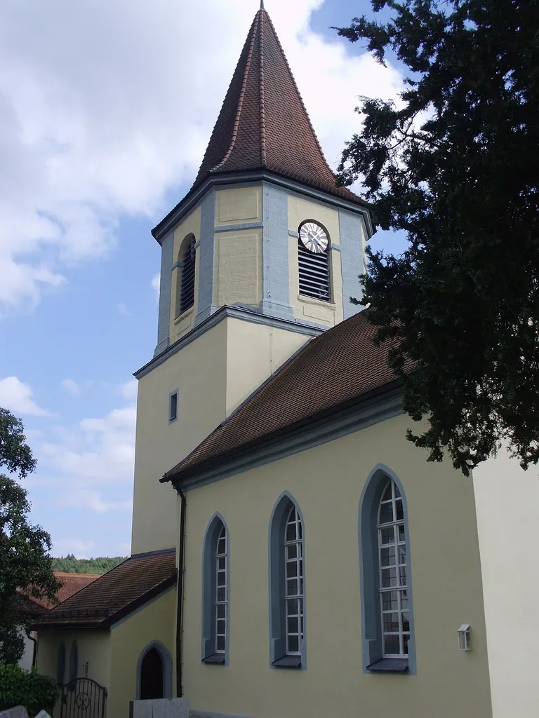 Schwimbach. Ortsteil von Thalmässing im mittelfränkischen Landkreis Roth, Evangelisch-lutherische Pfarrkirche St. Lorenz