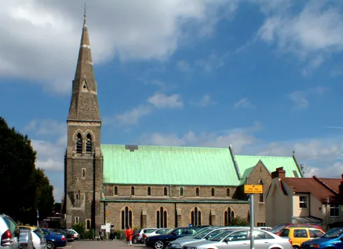 Christ Church parish church, Fairfield Road, Beckenham, London, seen from the south