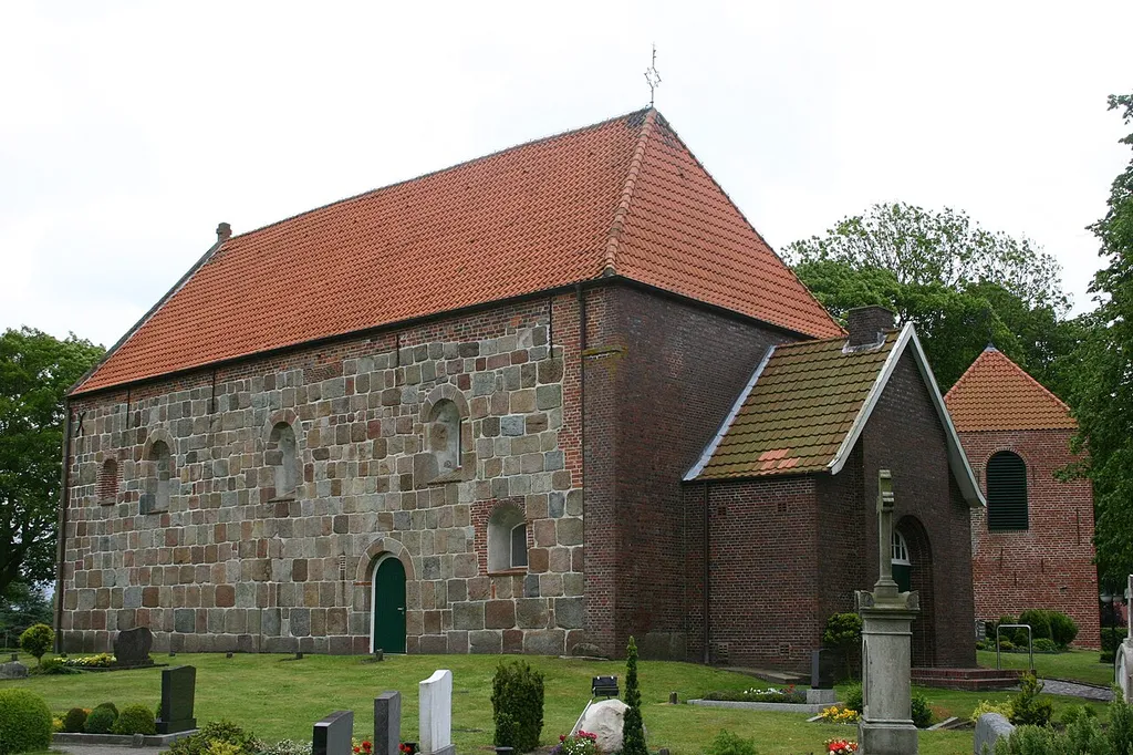 Historic church in Middels, district of Aurich, East Frisia, Germany