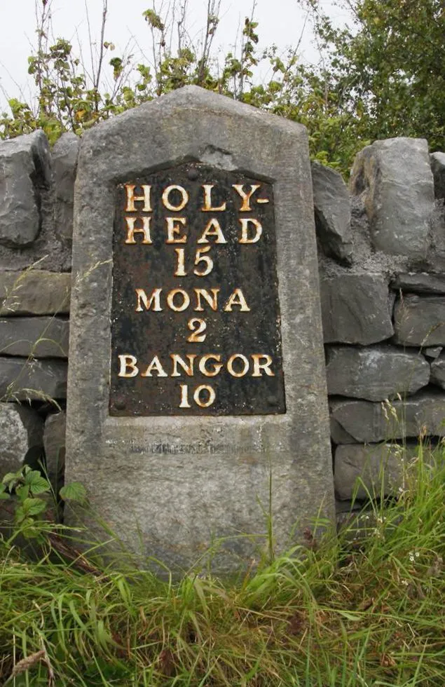 Old Milestone by the A5, Holyhead Road, Llangristiolus Parish