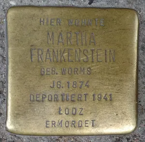 Stolperstein dedicated to Martha Frankenstein