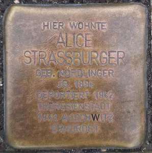 Stolperstein dedicated to Alice Strassburger
