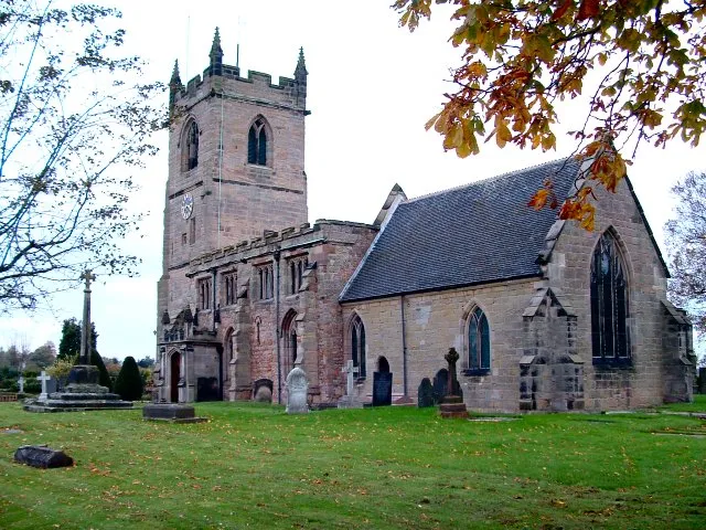 King's Bromley Church, Staffordshire. View from the south-east of King's Bromley Church and Churchyard.