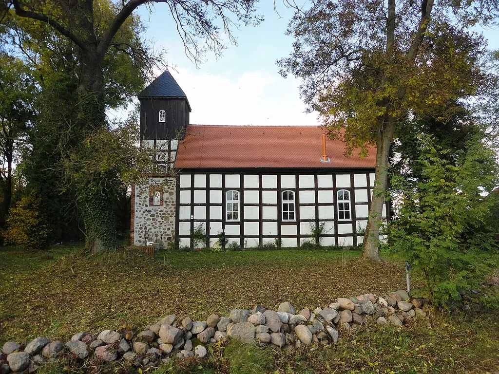 Southern view of former Buchholz church, municipality of Großwoltersdorf, Oberhavel district, Brandenburg state, Germany