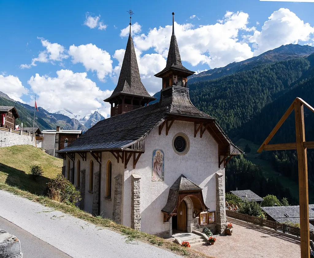 L'église d'Ayer dans le val d'Anniviers, en Suisse.