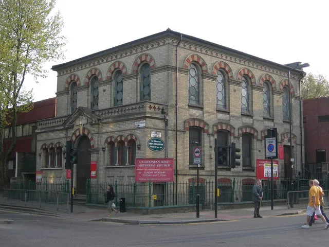 Caledonian Road Methodist Church, on the corner of Caledonian Road and Market Way, Islington, London. Built in 1870 as a Primitive Methodist chapel.