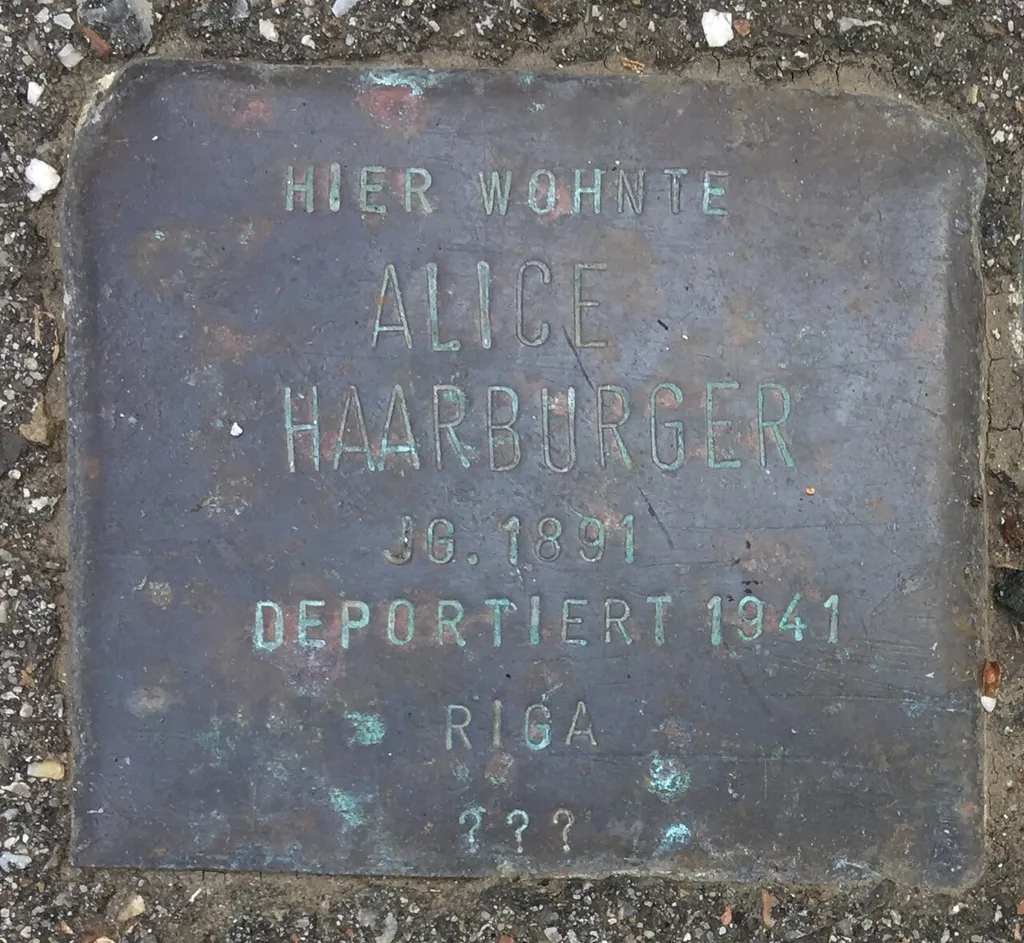 Stolperstein für Alice Haarburger, Sandbergerstraße 26, Stuttgart