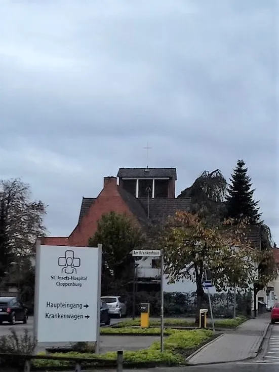 Distant view of the Protestant church in Cloppenburg