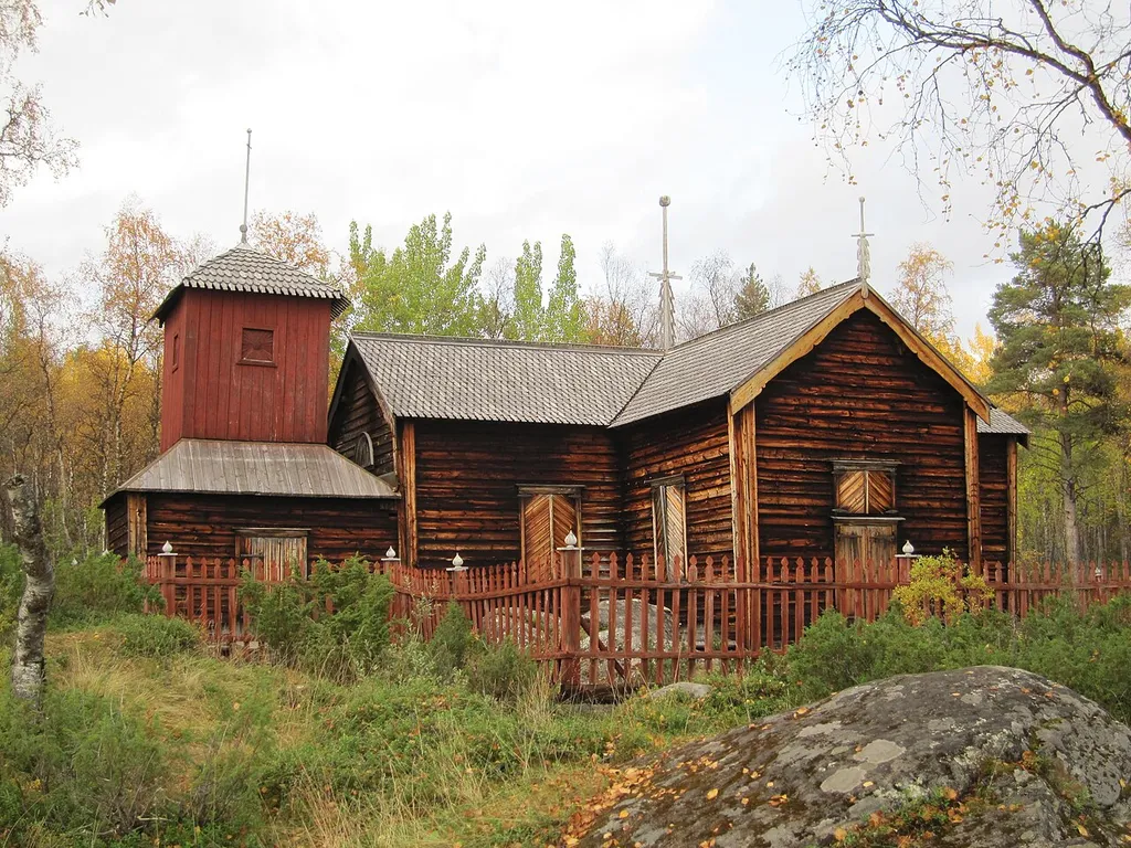 Pielpajärvi wilderness church in Inari, Finland in 2011. The church was completed in the year 1760.