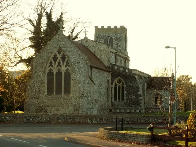 St. James' church at Icklingham Apart from the chancel of 1300, the rest of the church is of the perpendicular style. It stands close to the main road like its sister church, All Saints, just a little southeast of this one.