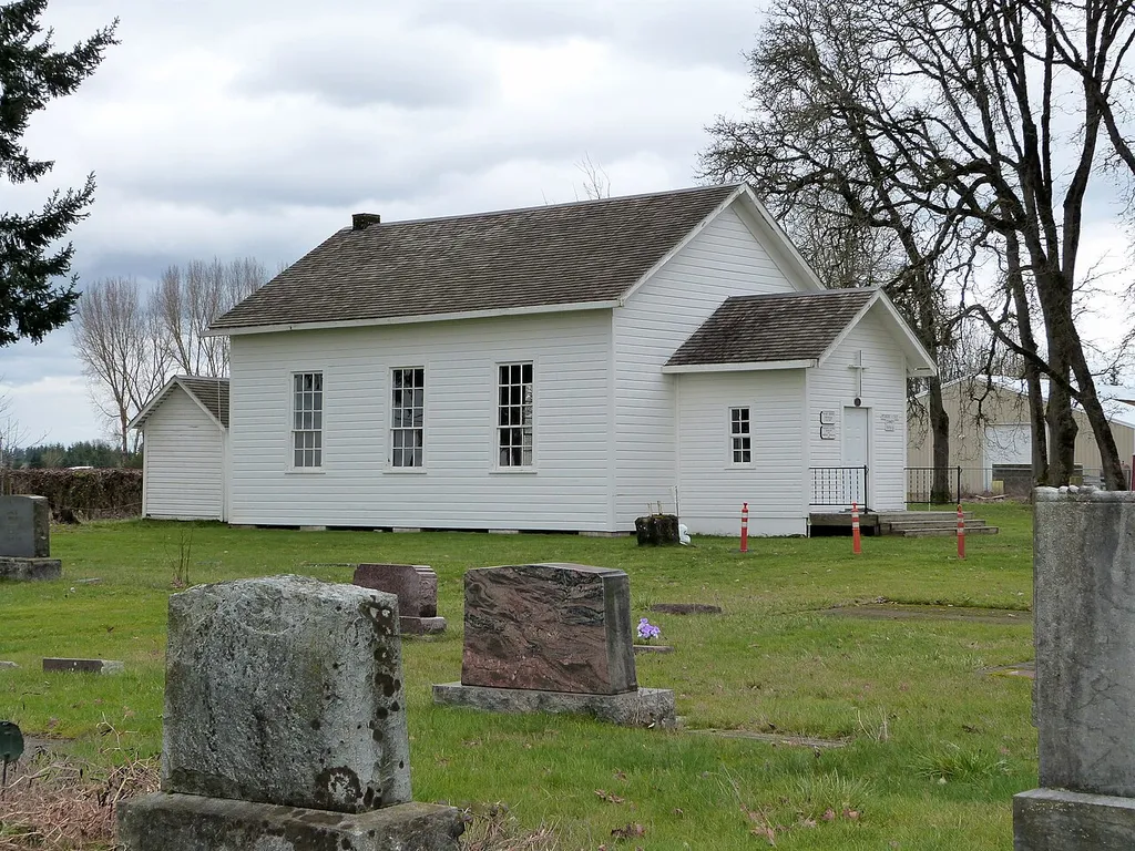 The historic Rock Creek Methodist Church (built 1850), located on South Sconce Road near Molalla, Oregon, United States, is listed on the US National Register of Historic Places. This is an image of a place or building that is listed on the National Register of Historic Places in the United States of America. Its reference number is 75001580 (Wikidata).