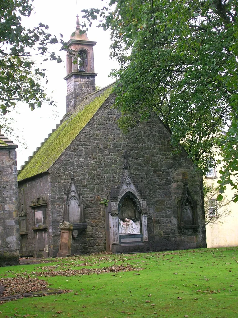 Arear view of Beith Auld Kirk, showing Spier family memorials. North Ayrshire, Scotland.