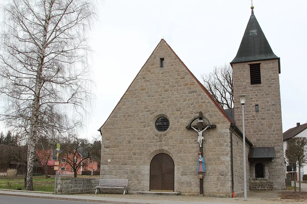 Kaimling, Kirche zur Ehre der Unbefleckten Empfängnis, 1952 geweiht; Stadt Vohenstrauß, Landkreis Neustadt an der Waldnaab, Oberpfalz, Bayern