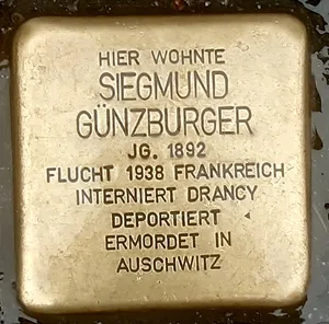 Stolperstein dedicated to Siegmund Günzburger
