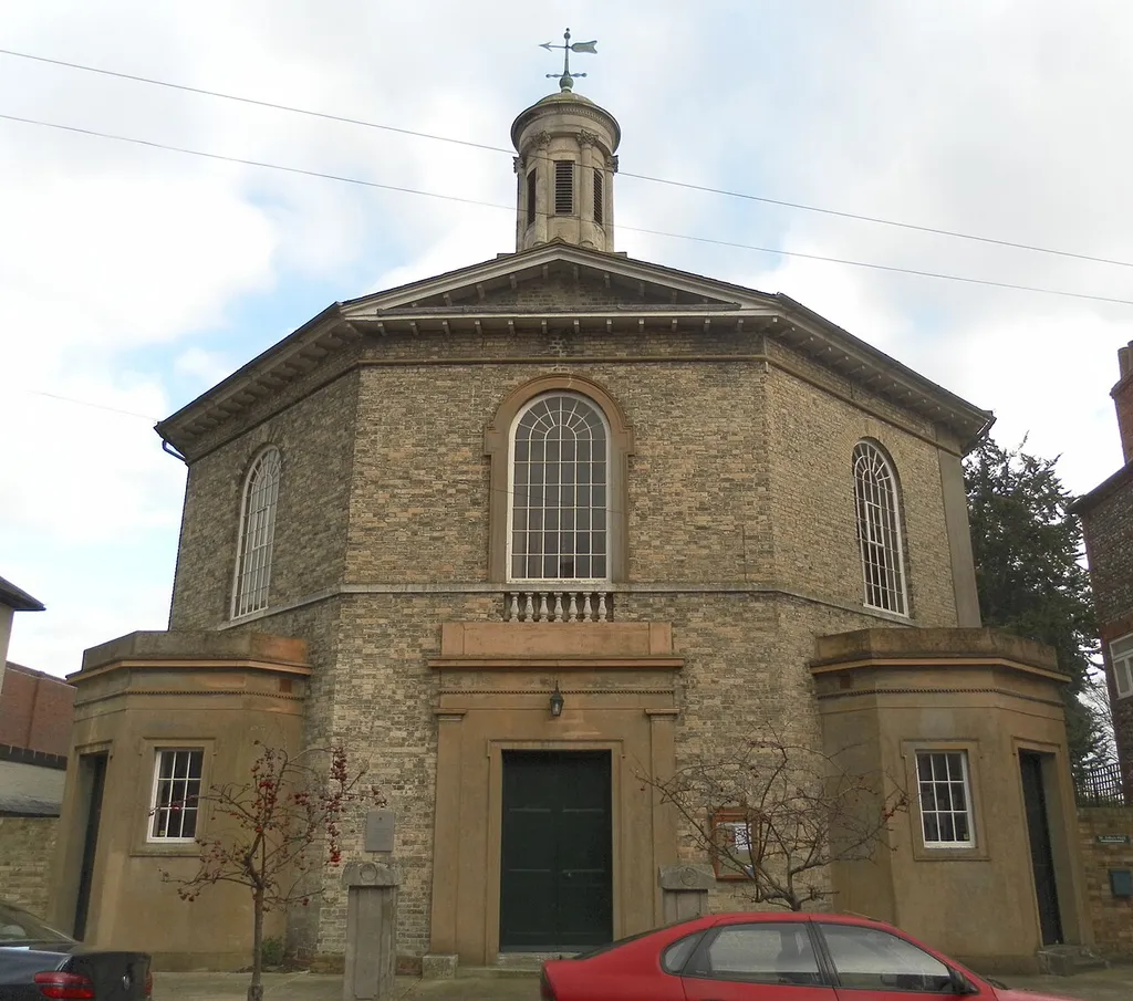 West front of St John the Evangelist's parish church, St John's Street, Chichester, West Sussex, England. Now redundant and in the care of the Churches Conservation Trust.