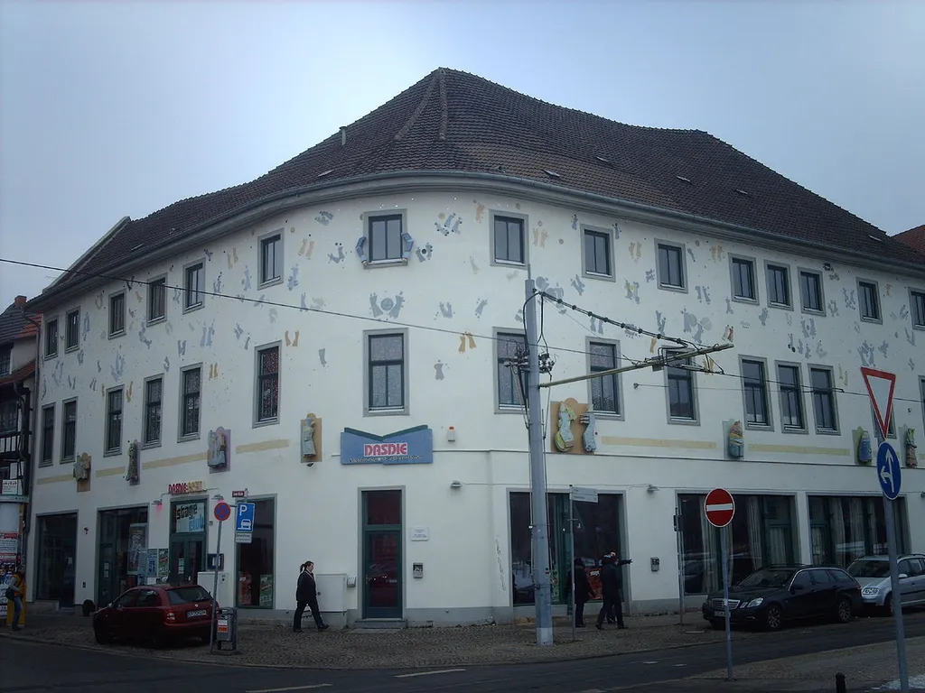 Ehemaliges Gasthaus "Zum Schlehendorn" in Erfurt, Ecke Regierungsstraße - Lange Brücke