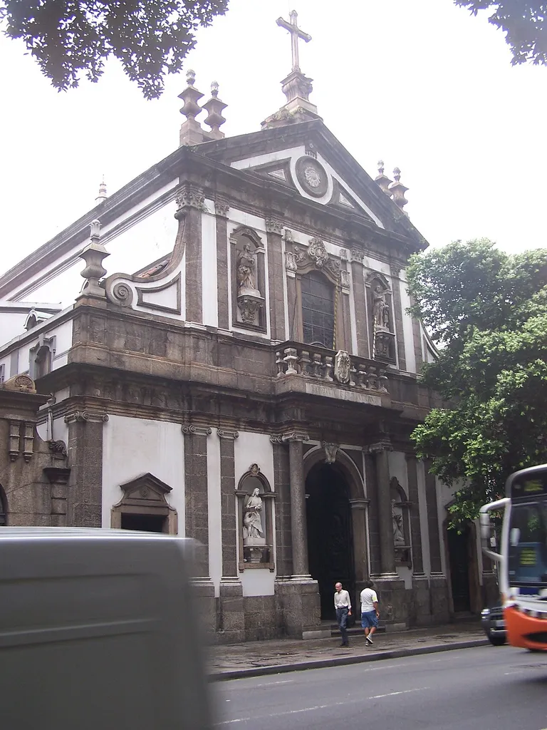Façade of Santa Cruz dos Militares Church in Rio de Janeiro, Brazil